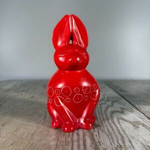 Vintage Red African Soapstone Bunny Rabbit Figurine 1990s